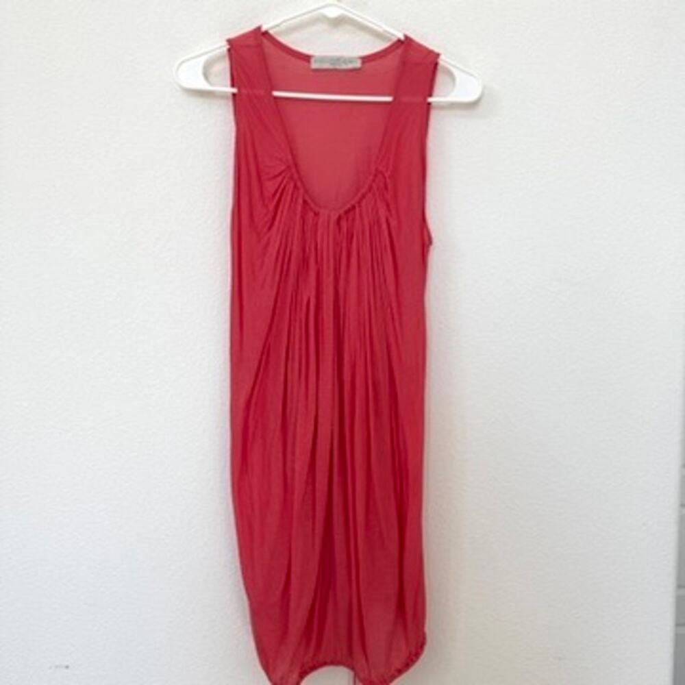 Stella McCartney Draped Sleeveless Sheer Dress Coral Pink 40 Viscose Silk Italy